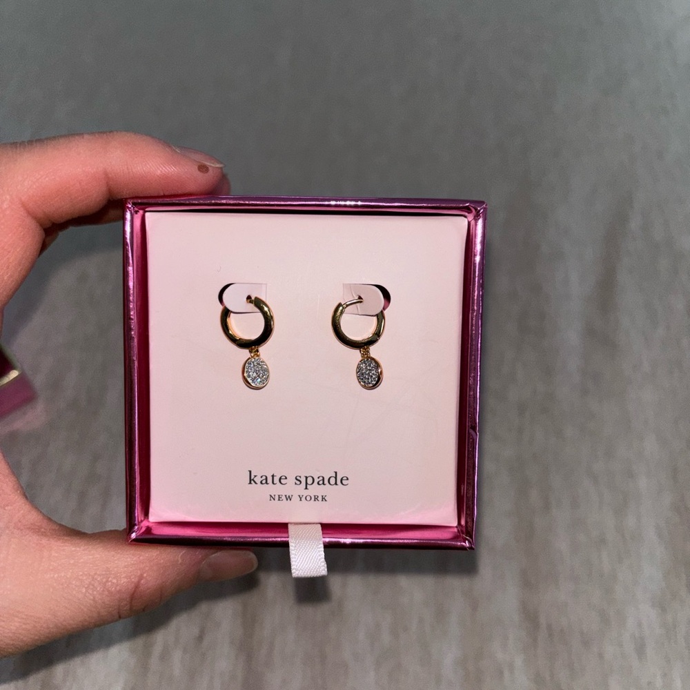 Kate Spade huggie dangle earrings.
